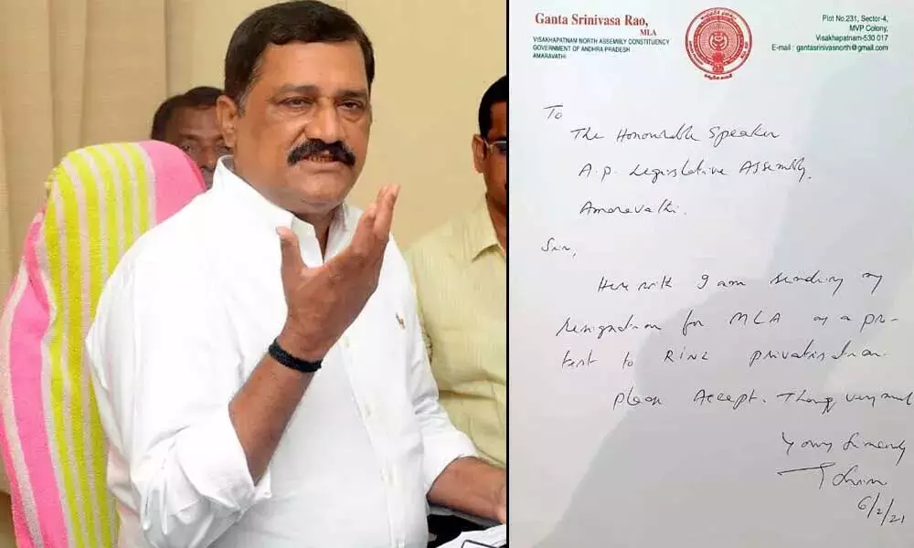 TDP MLA Ganta resigns over RINL privatisation