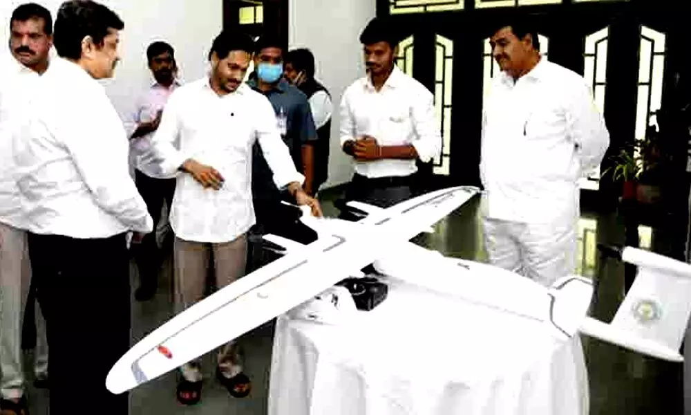 Jagan inspects drones designed for land survey