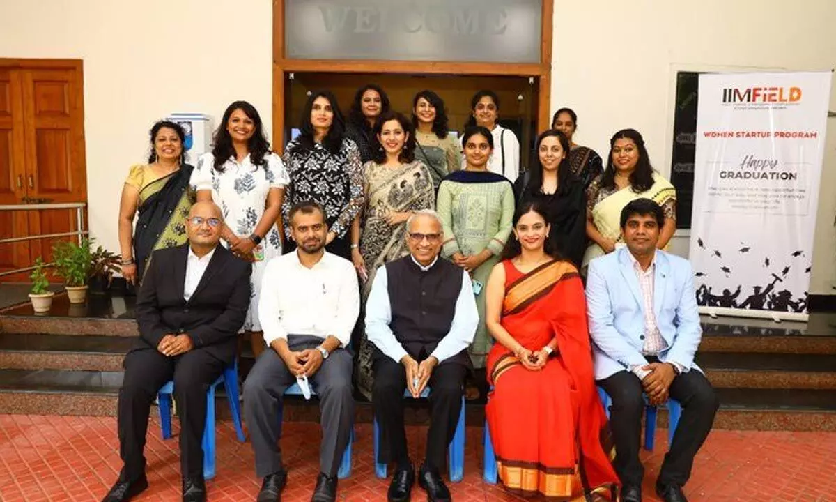 Women Startup members posing for photo at the IIMV after graduation day ceremony