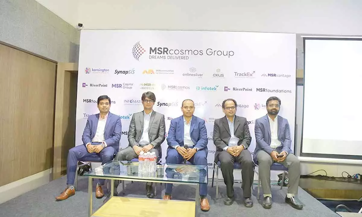 (L-R) MSRcosmos heads Sarath, CFO, Vedavyas, COO, Sivagopal, Founder and CSO, Pradeep Kumar, APAC Head & Balaji, Director products