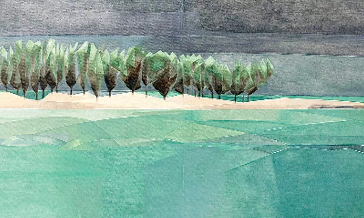 Sabavala’s ‘The Casuarina Line I’ was sold for Rs 1.68 crore ($374,900) at a Saffronart auction in June 2010. 	Image credit: Saffronart.com