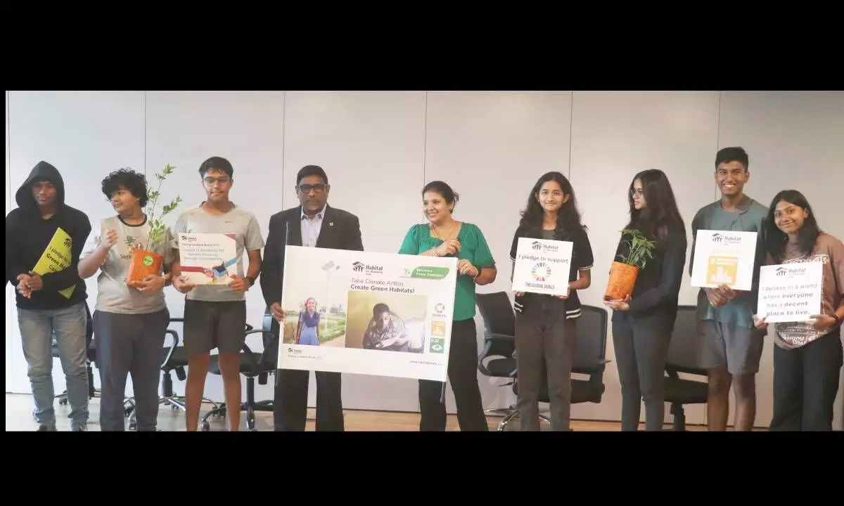 Dr. Rajan Samuel, Managing Director, Habitat for Humanity India, launches the Green Habitats Campaign at the NEXT School, Mulund, Mumbai