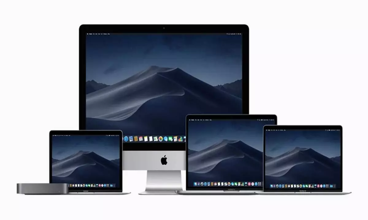 Apple with series of MacBook version alongside Mac mini