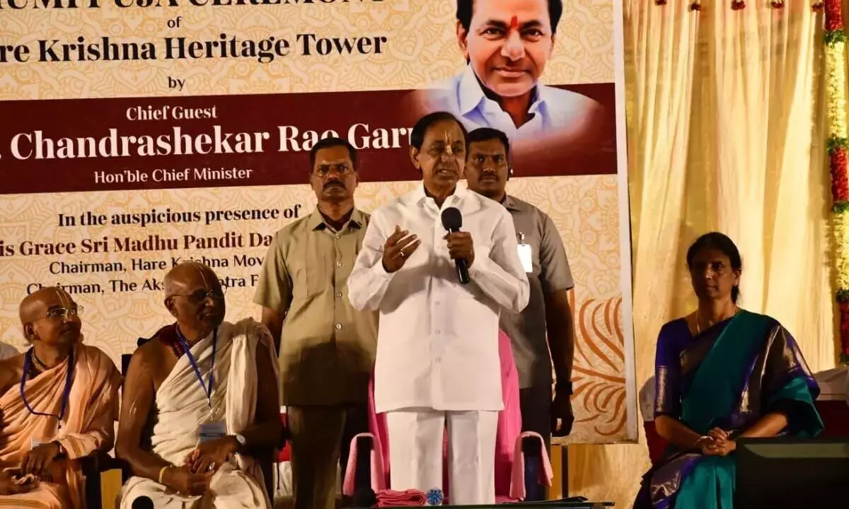 KCR lays stone for Heritage Tower in Hyderabad