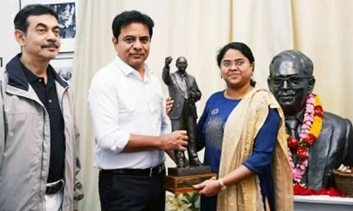 KTR presents Dr Ambedkar statue’s replica to UK museum