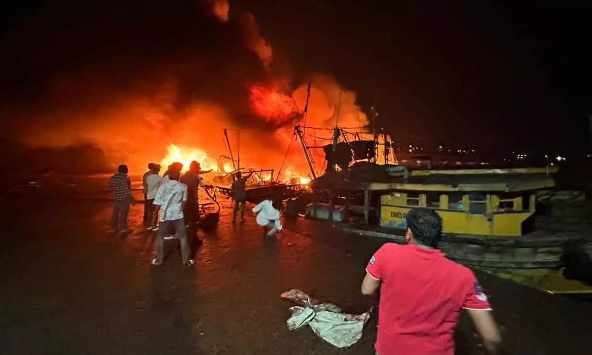 CM Jagan orders probe into fire at Vizag fishing harbour