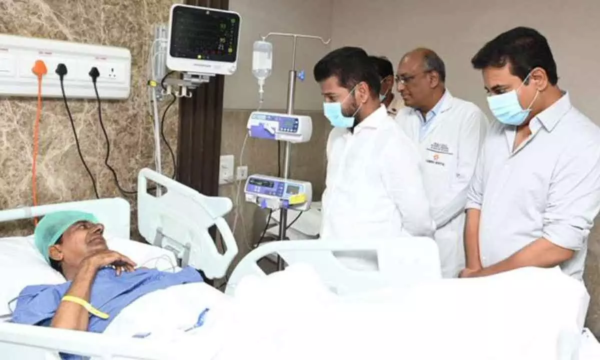 CM Revanth calls on KCR at hospital