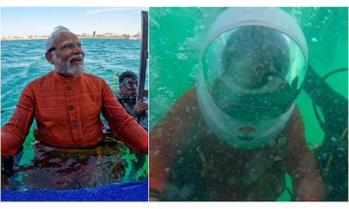 PM goes scuba diving, prays at submerged Dwarka city