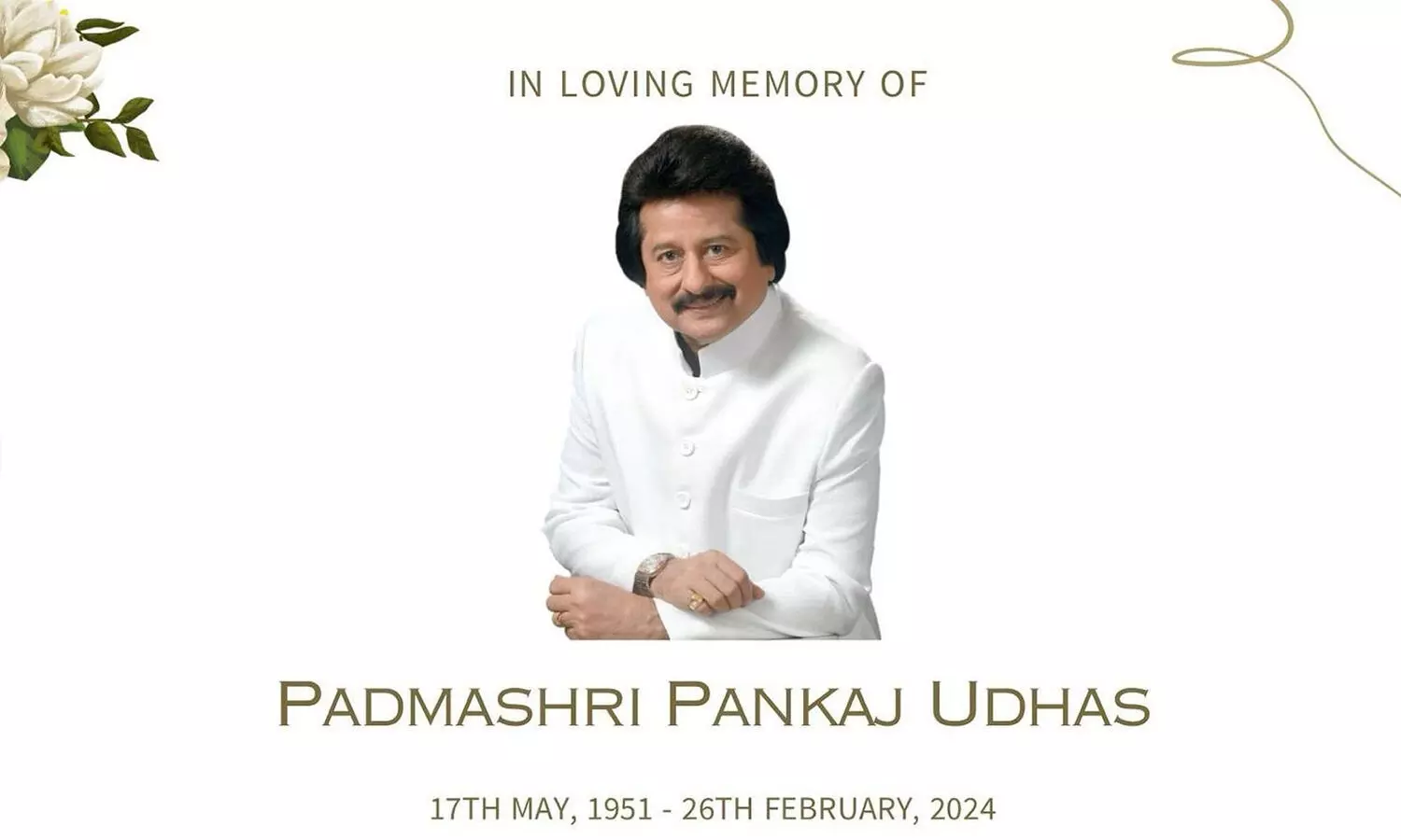 Legendary Ghazal Singer Pankaj Udhas to be Honored with Prayer Meet in Mumbai