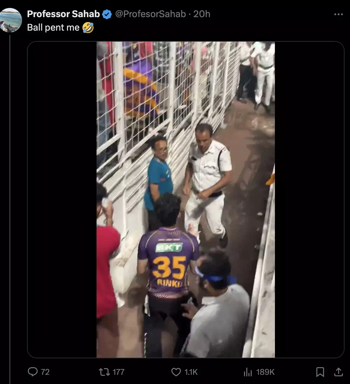 Viral video: Fan caught trying to steal match ball during KKR vs. MI match