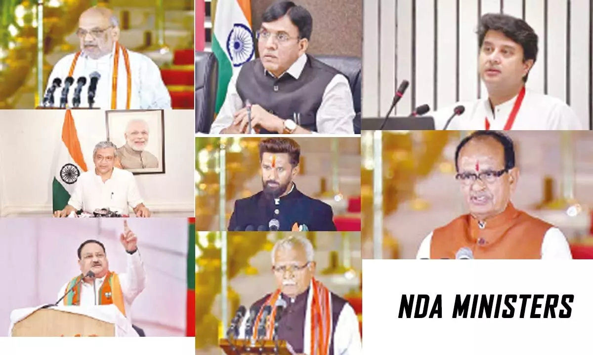 NDA ministers take charge assuring continuous efforts to speed up growth, innovation