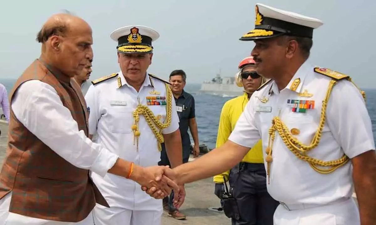 Defence Minister Rajnath Singh during his maiden visit to Visakhapatnam after taking charge under Modi 3.0 Government on Friday