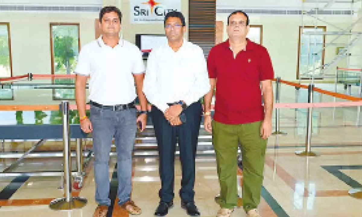 Gorase Prasad Dattatraya and Kanchan Ram Meena, Election Expenditure Observers for SPSR Nellore district, with Dr Ravindra Sannareddy, Founder Managing Director, Sri City.