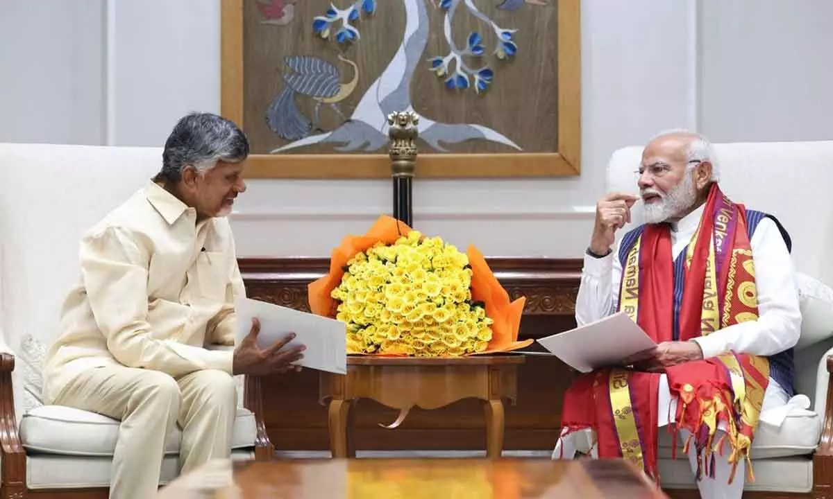 Naidu meets PM in Delhi, submits wish list on AP development