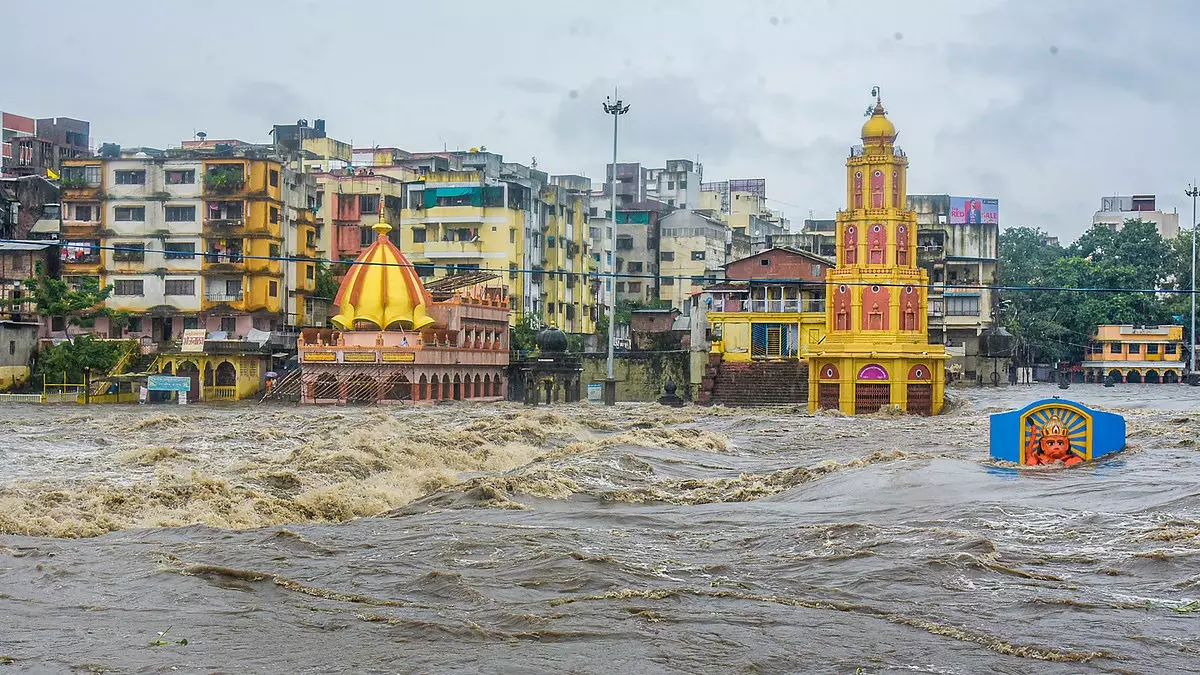 Godavari river in spate as rains lash Nashik