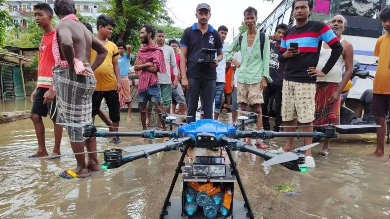 Drones Assisting Flood Relief Operations in Andhra Pradesh