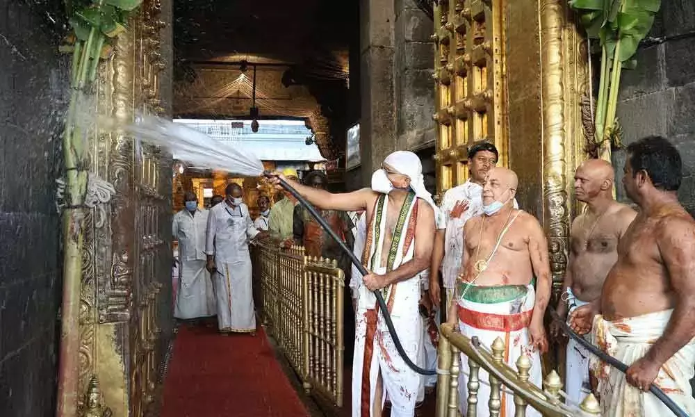 Cleansing Ritual Koil Alwar Tirumanjanam performed in Tirumala Temple