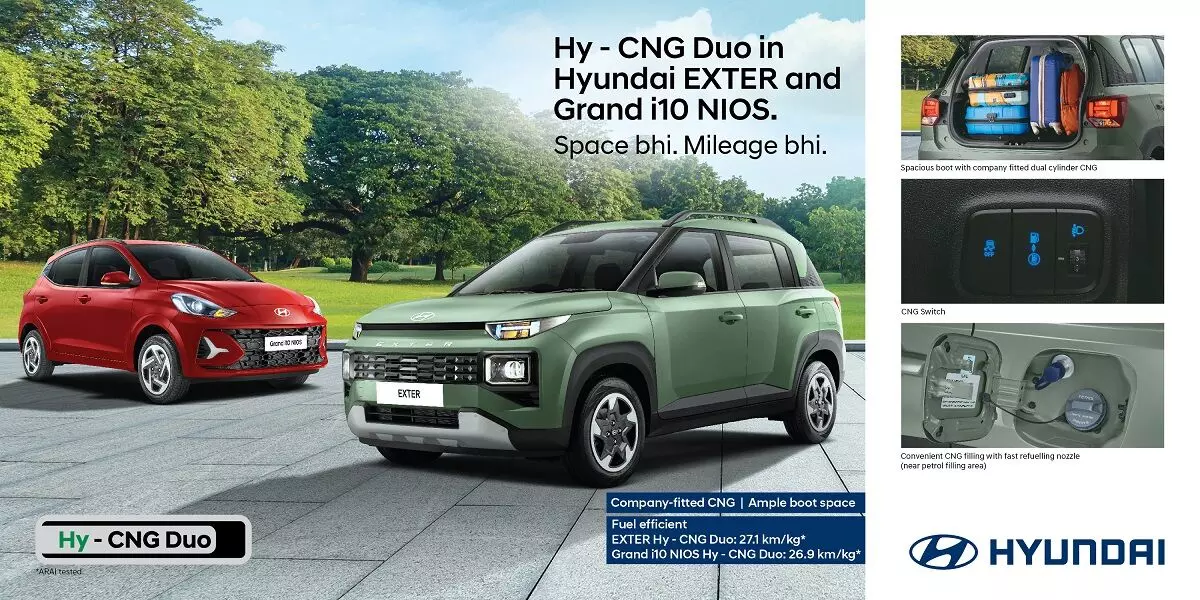 Hyundai introduces Hy-CNG Duo campaign for EXTER, Nios - Space Bhi, Mileage Bhi