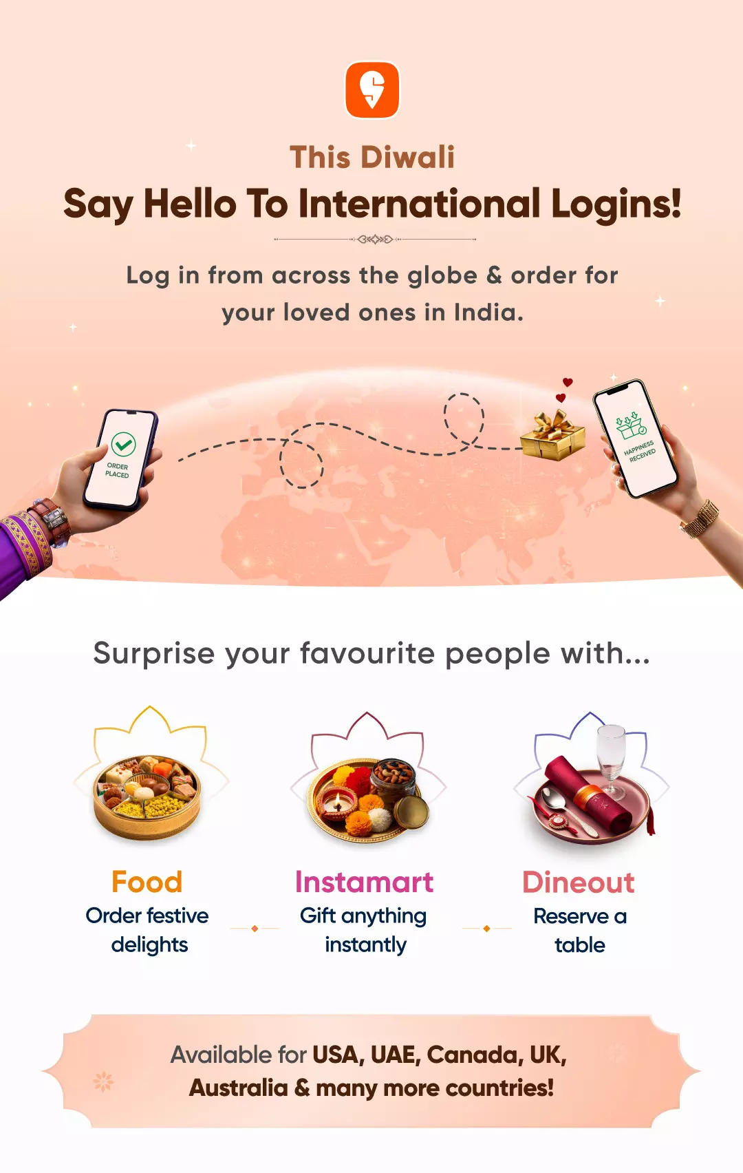 Festival Bonanza! Swiggy launches International Logins for NRIs from 27 Countries