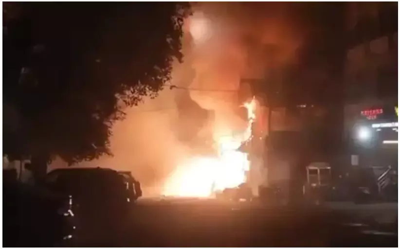 Massive fire in firecracker shop in Hyderabad