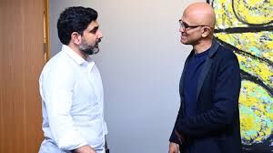 Nara Lokesh meets Microsoft CEO Satya Nadella in US, seeks support for advancing IT in Andhra