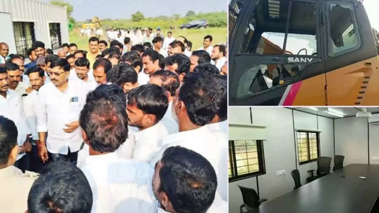 BJP MLA’s Supporters Attack Adani Office In AP