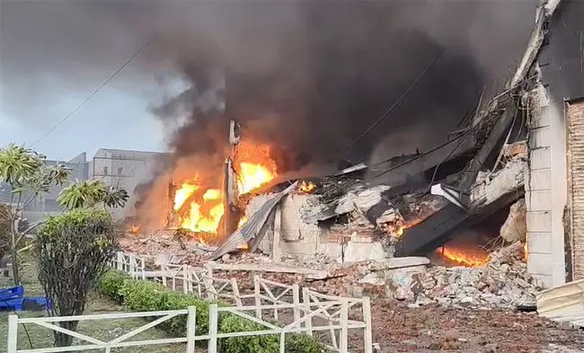 Fire Accident at Jeedimetla: SSV Fab Factory Engulfed in Flames, Building Collapses