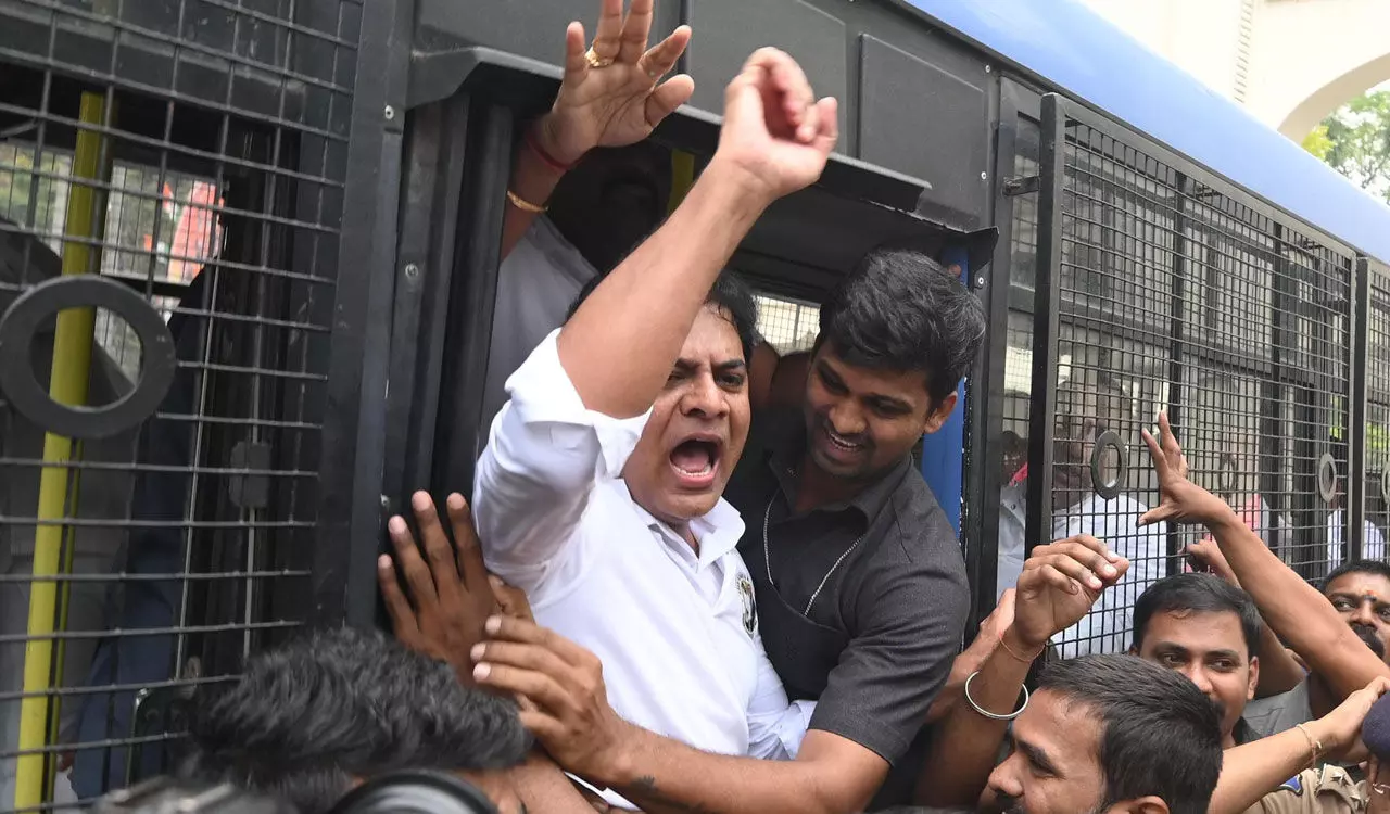 KTR Arrested During Flash Protest at Telangana Assembly Entrance