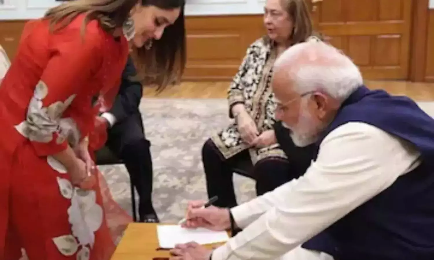 Prime Minister Narendra Modi Sign Autograph For Taimur And Jeh