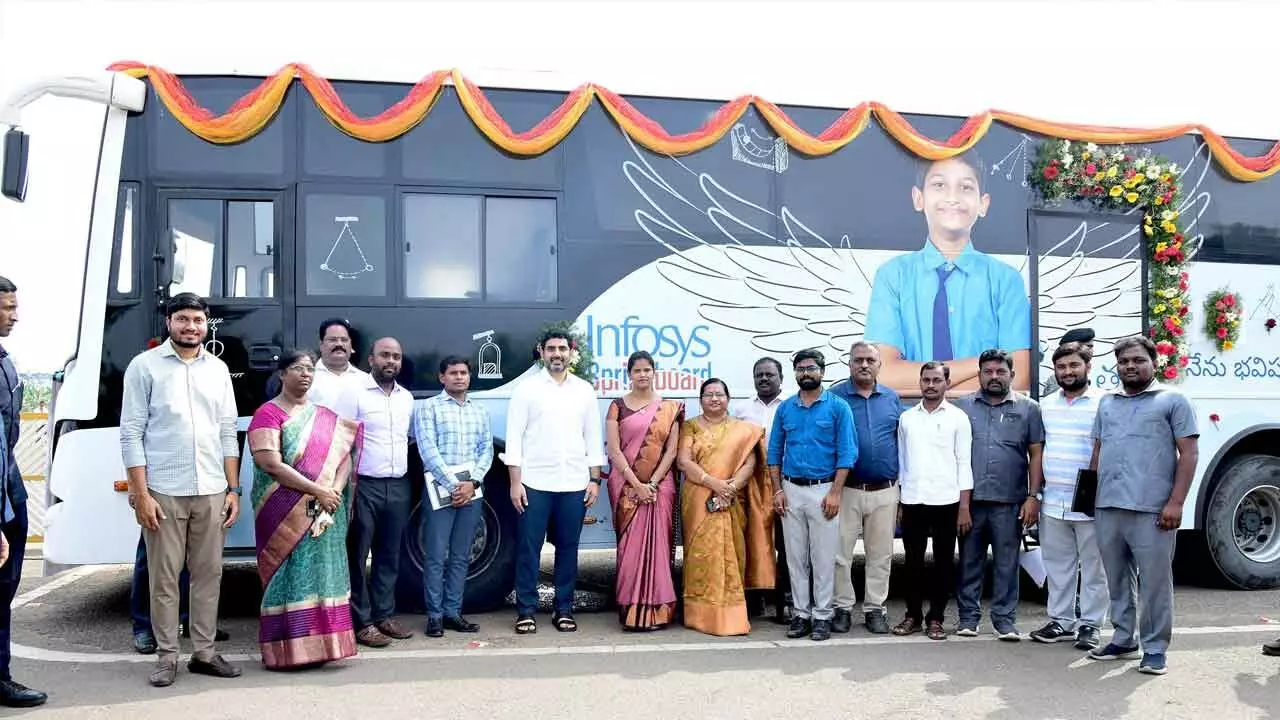 Lokesh Inspects AP-Maker-Lab-On-Wheels Prototype