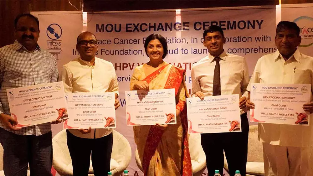 Grace Cancer Foundation & Infosys Foundation MoU for HPV Vaccination Drive