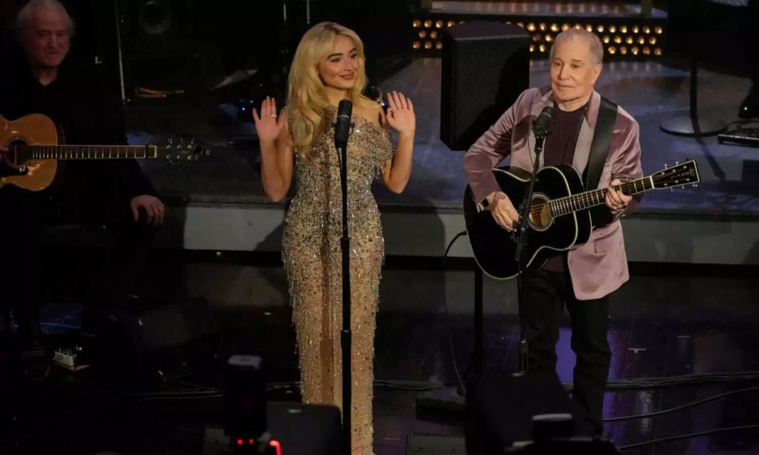 Paul Simon and Sabrina Carpenter kick off the Saturday Night Live 50th anniversary celebration